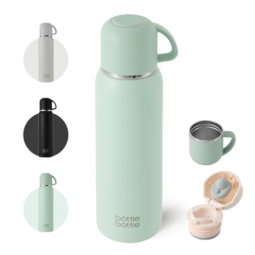 BOTTLE BOTTLE 水筒 1リットル コップタイプ 2ウェイボトル 真空断熱 ステンレス ボトル 保温 保冷 マグボトル 2way 直飲み コップ飲み カバー付き グリーン