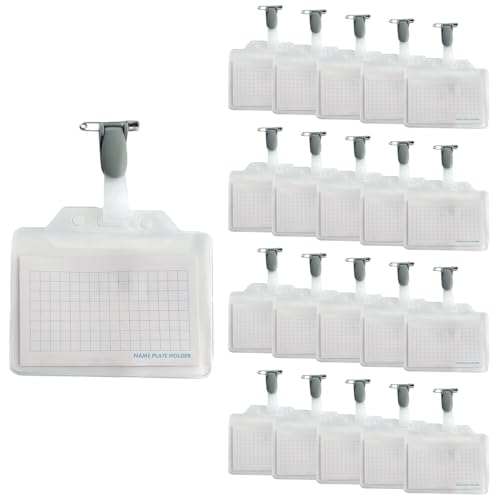 【まとめ買い】名札ホルダー 20個（2個入り×10袋） 名刺ホルダー 安全ピン ＆ クリップ付き ソフトタイ..