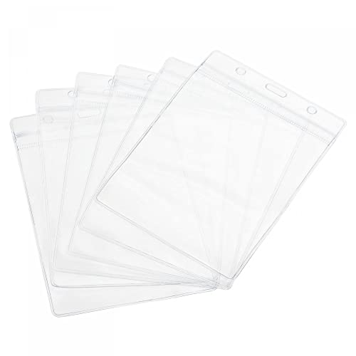 uxcell IDカードバッジホルダー 縦 PVC 防水再封可能ジップ付き クリア 15x10.2 cm 6個