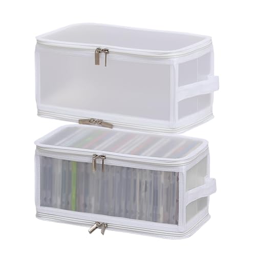 やぬき cd 収納 2個セット CD収納ケース 約25~30枚収納 30X15X15CM 半透明 CDケース ダブルスライダー..