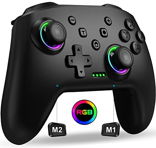 スイッチ コントローラー Switch1/2 プログラム編集 9色変換LEDライト 光る プロコン 有機elモデル対応..