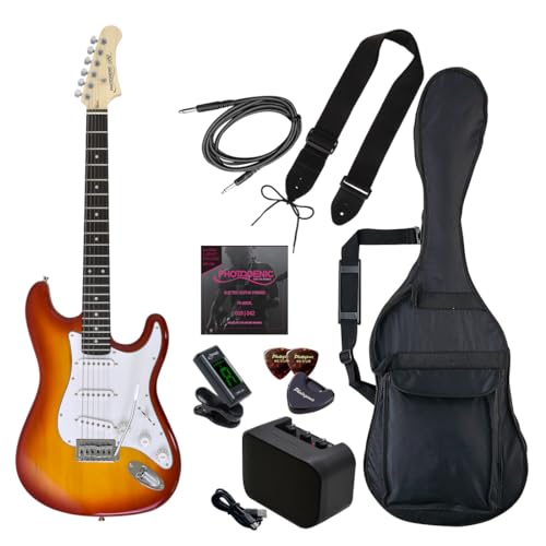 Photogenic フォトジェニック エレキギター 初心者入門 ライトセット STタイプ チェリーサンバースト ST-180/CS [ソフトケース/シールド/ミニアンプ/チューナー/ストラップ/ピック/ピックケース/