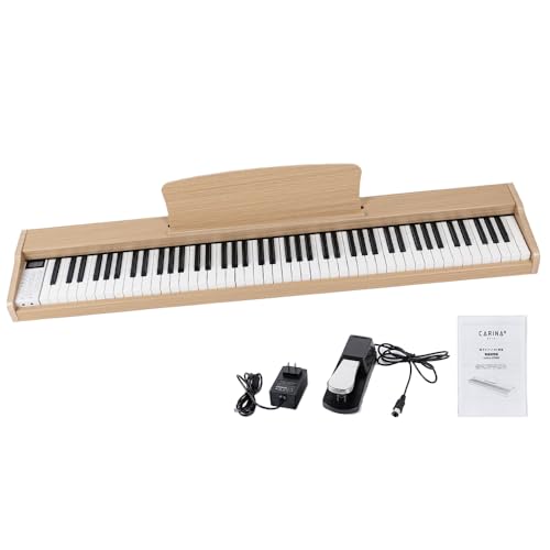 Carina 電子ピアノ 88鍵盤 キーボード 木製デザイン MIDI対応 サステインペダル付 (オークベージュ)