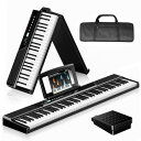 TERENCE 電子ピアノ 88鍵盤 折りたたみ 30Wデュアルスピーカー キーボード 高感度タッチレスポンス鍵盤 本格のタッチ感 128音色 30デモ曲 充電...