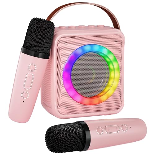 Verkstar カラオケセット ミニ カラオケマイク Bluetooth 5.0 無線マイク 2本 P Aセット 家庭用 カラオケ スピーカー ホームカラオケ KTV ボーカル消去 USB/TFカード/Aux再生 室内/アウトドア Android/iPho