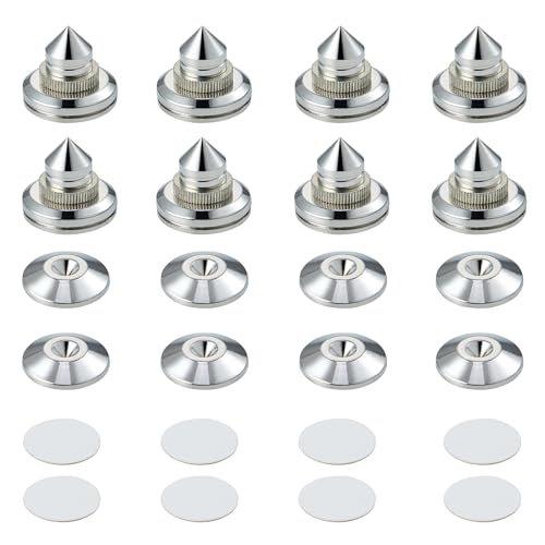 Pailvens インシュレーター スピーカー 8個, 高さ調整可能 スピーカースタンド, 金属製 スパイクスタン..