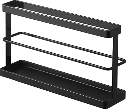 山崎実業(Yamazaki) ツーウェイ ベランダスリッパラック トレー付 ブラック 本体：約W25×D6.5×H15cm（フィルムフック含まず） タワー tower 取り外しできるトレー お手入れ簡単 7629