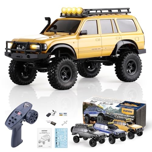 FMS 1/18スケールRCクローラー ホビーラジコン FCX18 RTR ランドクルーザー(LC80)トヨタライセンス4WD RCロックトラック2.4GHzホビーグレードRCカーアウトドア リモートコントロール 900mAhバッテリー