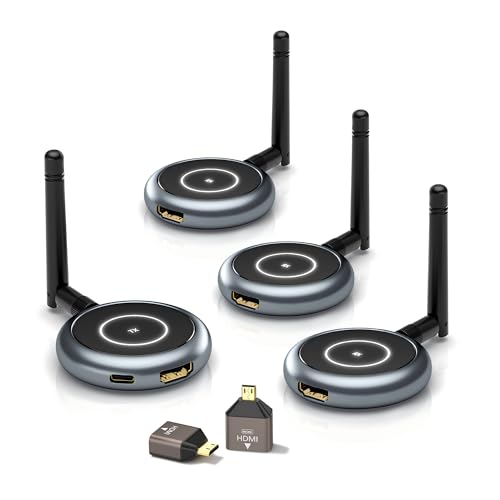 AIMIBO ワイヤレス HDMI 送受信 1×送信機+3×受信機セット 受信機6台増設可能 拡張モード対応 1080P/5Ghz/50m安定転送距離 HDMI...