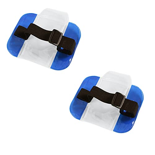 チケットケース 【ブルー×2枚】 2枚セット アームバンド型 中身が見える 透明ビニール製 提示も楽々 紛..