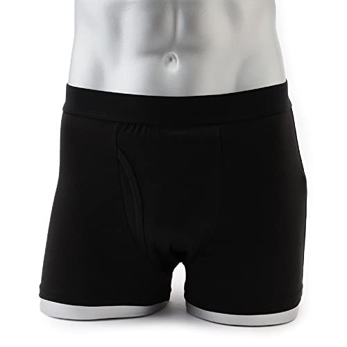 ［KEEP GUARD］ボクサーパンツ 尿漏れ 失禁 メンズ ナノファイン加工(ブラック,L)