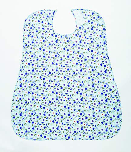 介援隊 食事用エプロン CX-01002 花柄ブルー