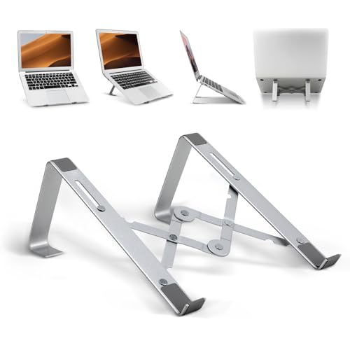 ノートパソコンスタンド 折りたたみ式 ノートPCスタンド タブレットスタンド 人間工学設計 最大17インチ対応 姿勢改善 腰痛 猫背 肩こりの予防 炭素鋼製 耐...