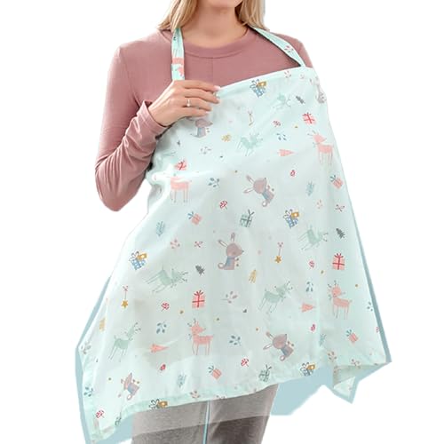 Confis 授乳ケープ 綿100% ポケット付き ソフトワイヤー入り ポンチョ エプロン 授乳カバー オシャレ 透けない 多機能 マタニティ 大判 伸縮性 TypeC メッシュ付き グリーン