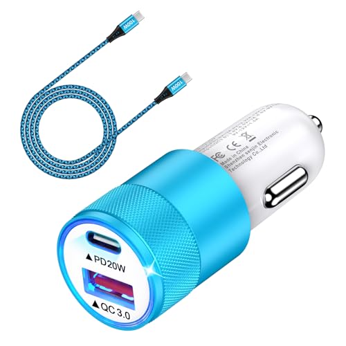 PD+QC 38W 急速充電 シガーソケット タイプC 小型 シガーソケット USBとカーチャージャー Type-C 2ポート カーチャージャー アルミニウム合金製造 車 充電器 充電 usb c ケーブル付き 12V-24V車類対