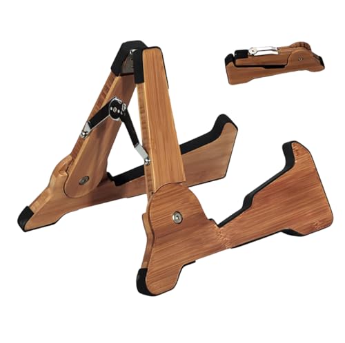 SHIHEER ギタースタンド 折り畳み式 竹木製 無垢材 取付簡単 折りたたみ 安定 綿パッド保護 滑り止めゴム ギター置き 持ち運び便利 ア..