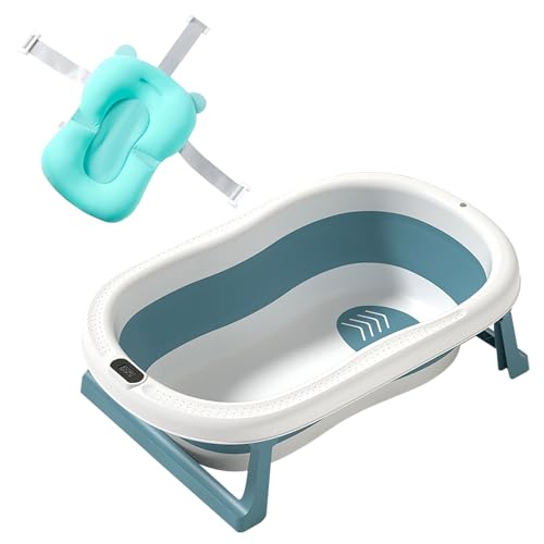 ELANPY ベビーバス 折りたたみ クッション付き 温度計付 赤ちゃん ベビー お風呂 沐浴 収納 シンク 栓 安定感 ワンオペ ペット シャンプー 水遊び ...