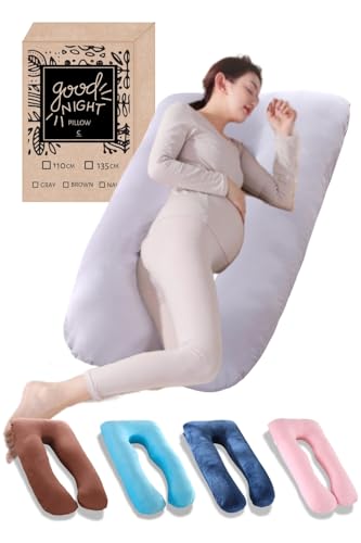 Ccomfy 抱き枕 妊婦 授乳クッション マタニティー 【選べる2サイズ】 体圧分散 妊婦抱き枕 U字型 快眠 睡眠 洗える (グレー: 135)