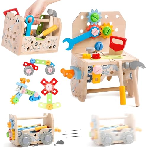 VIXA 組み立て おもちゃ 4in1 大工 おもちゃ モンテッソーリ 木製 男の子 女の子 知育玩具3456歳 お誕生日 プレゼント ランキング 子供向け 小学生 ギフト クリスマスプレゼント
