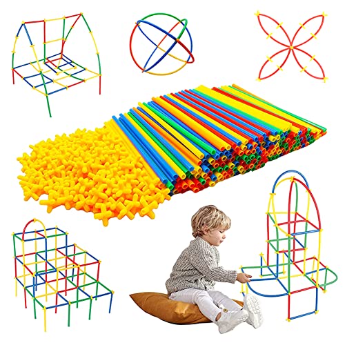 チューブ ブロック 【200ピース】ニューブロック おもちゃ 女の子 プレゼント チューブ式ブロック セット ストロー 積み木 ブロック ビルディングブロック ...