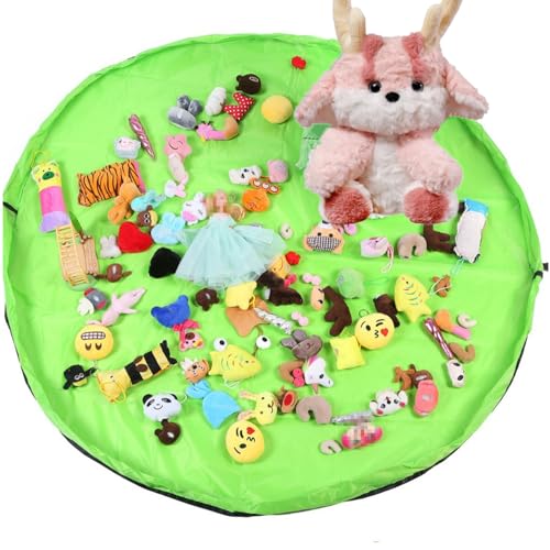 サムコス おもちゃ収納バッグ 子どもプレイマット 大容量 直径150cm 折り畳み式のベビー玩具収納袋 お片付け簡単 収納用品（ライトグリーン）