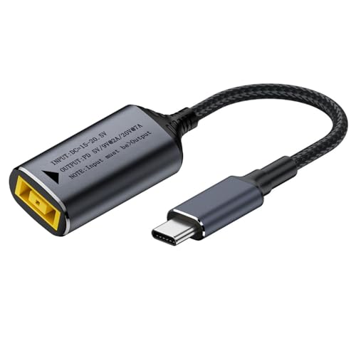 Xiwai 長方形ジャック Thinkpad X1 入力 - Type-C USB-C PD9V 5V 20V 7A 編組充電ケーブル 電源 140W ノートパソコン 電話用 18cm