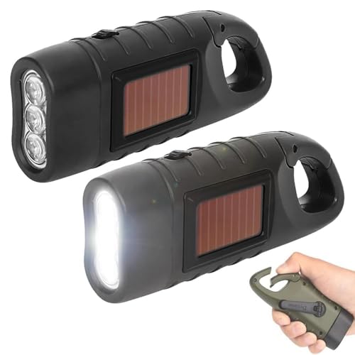 2個セット 手回し充電ライト LED懐中電灯 手回し充電 ソーラー充電 小型 乾電池不要 ハンディライト ソ..