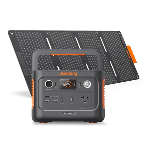 Jackery Solar Generator 240 New 40Mini 256Wh ポータブル電源 40W ソーラーパネル 2点セット リン酸鉄 長寿命 定格出力300W 瞬間最大600W コンパクト 60分急速充電 UPS機能 アプリ遠隔操作 純正弦波 AC100V 50Hz/
