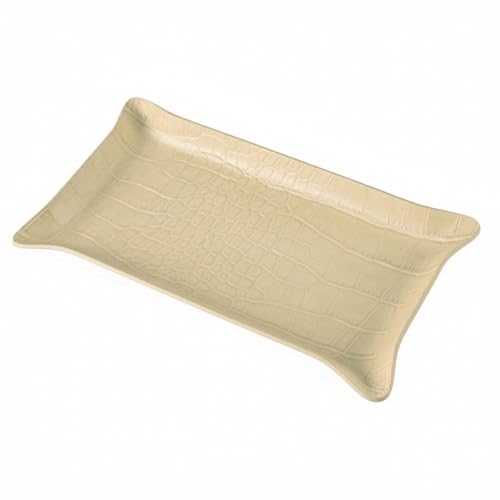 お手入れいらずの リサイクルレザー レジトレー キャッシュトレイ コイントレー 会計トレイ 小物置き (クロコ型押クリーム)