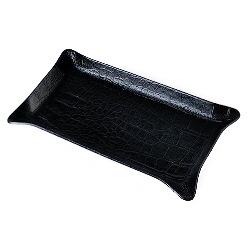 お手入れいらずの リサイクルレザー レジトレー キャッシュトレイ コイントレー 会計トレイ 小物置き (クロコ型押しブラック)