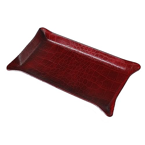 お手入れいらずの リサイクルレザー レジトレー キャッシュトレイ コイントレー 会計トレイ 小物置き (クロコ型押ボルドー)