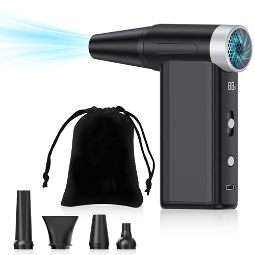 Jidoutya 電動エアダスター 小型 超?力 240000rpm 8段風量調整 最大風速67m/s 洗車ブロワー LCDディスプレイ搭載 4000mAh 急...