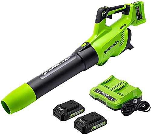 Greenworks(グリーンワークス) 充電式ブロワー 電動ブロアー グリーン 風量14.6m3/min 風速55.9m/s ハイパワー48V 4Ah 2Ah...