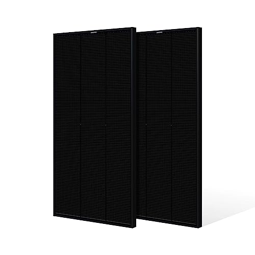 影に強い!! GWSOLAR 110W2枚組 全並列 太陽光パネル ブラック仕様 変換効率向上 RENEW!!【12V充電用 6.08A・全並列・影に強い理由: セル列を全並列で構成する独自設計】単結晶PERCソーラーパネル、