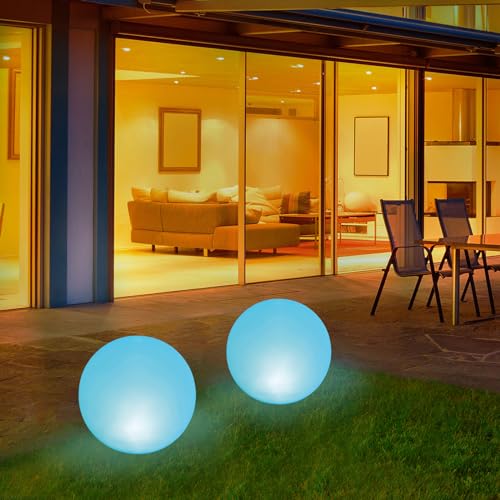 GWSOLAR ソーラー ボールライト翌朝まで点灯!! 明るさ100ルーメン【直径25cm 庭園灯ボール】 Smart Lighting ソーラーライト リモコンで点灯時間と昼光色・電球色・白色・カラー七色選び 4種速度