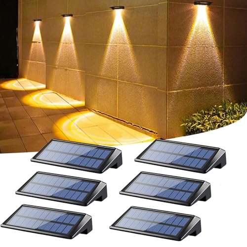 YANHAO ガーデンライトソーラー ソーラーライト 屋外 防水 フェンス 6個表示灯 駐車場歩道 フェンス 玄関 通路 私道 ポーチ用 アウトドア 屋外防水 ...