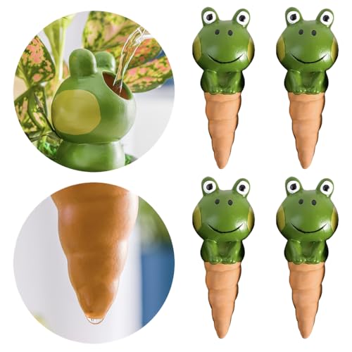 Ailunate 自動水やり器 植物 水やり 自動 旅行 留守 自動給水器 鉢植え 植木鉢 水遣り 散水機 プランター 庭 かえる カエル 4本