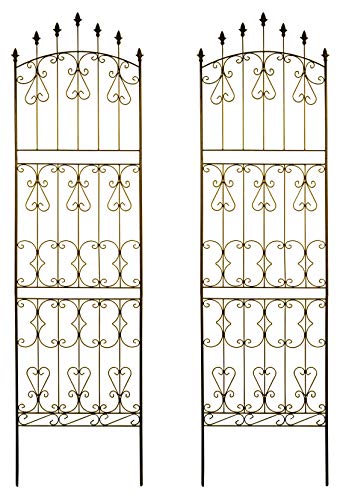 ガーデンガーデン アイアンローズフェンス ハイタイプ 高さ220cm×幅62cm 2枚セット ダークブラウン トレリス IFROSE220CP2P-DBR