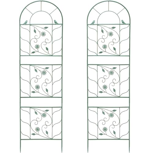 トレリス パーゴラ 188x51cm アンティーク調 緑青色 ガーデンフェンス アイアン ローズフェンス ガーデニング用支柱 つる花錬鉄 園芸支柱 防錆 簡単組立式 PK-05GS2 (2枚セット)