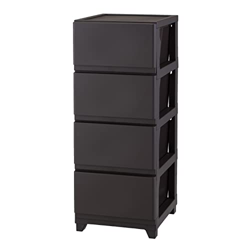 JEJアステージ(JEJ Astage) 収納ケース デコニー シーヴォ 4段 ダークブラウン 簡単組立 日本製 幅34×..