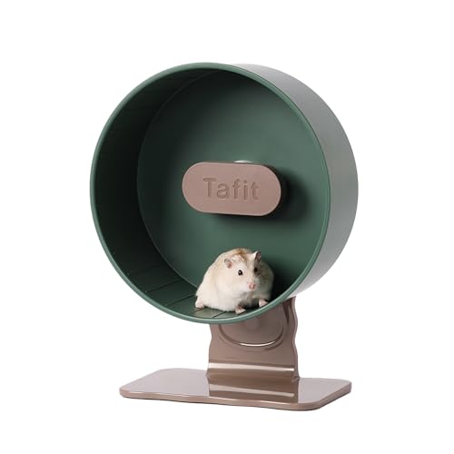 Tafit ハムスター 回し車 ハーモニーホイール 安定 静音べアリング構造 高さ調節可能 クリアカラー ハムスター・ジャービル・小動物用 (緑, 22cm)