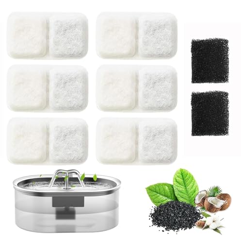Petsupro 猫犬用自動給水器フィルター 交換可能なスポンジ付きウォーターファウンテン・スペアフィルター6セット