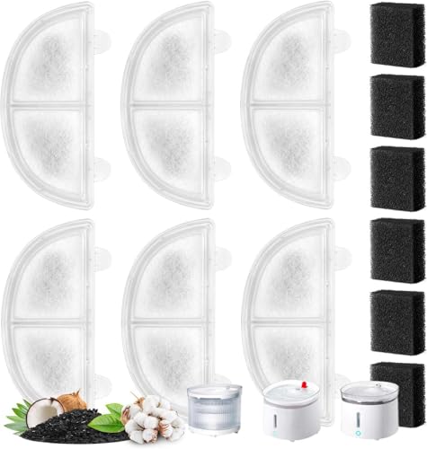 猫自動給水器フィルター 6個入り ペットウォーターファウンテン用 フィルターユニットWF20&CF20&BF10専用 犬 猫 水飲み器 みずのみ ヤシ殻活性炭フ...