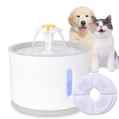 ペット給水器 猫 水飲み器 自動給水器 Iseebiz 2.4L大容量 水量目視可能 静音 LEDライト付き 活性炭フィルター BPA健康 環境対応型素材 衛生 動物用 フリー 循環式 安心 清潔 省エネ 猫犬用水飲み