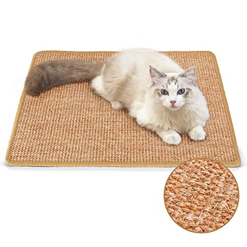 FUKUMARU 猫用スクラッチャーマット、サイズ40CM * 60CM、猫用爪とぎマット、猫、猫用、爪とぎ、マット、高密度 天然サイザル麻製、猫用おもちゃ、おもちゃ 、家具やソファの保護に