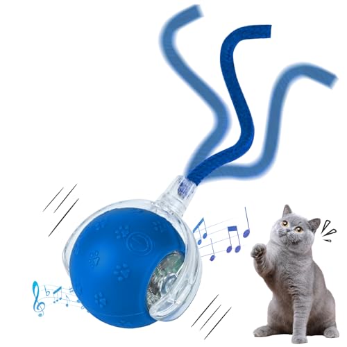 Bateruni 猫 ボール おもちゃ 自動回転 光る 模擬鳥の鳴く声付き 動く猫用電動ボール USB充電 三種類の動作モード ペット用電動ボール 猫 小型犬 ...