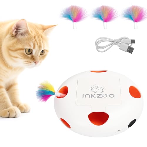 猫電動 おもちゃ 一人遊び猫用自動玩具 人気 交換用羽根棒3本付 充電式 近接センサ付 ねこ 寂しさ解消 ストレス解消 運動不足対策 日本語説明書付き(白)