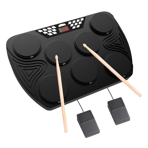 OYAYO 電子ドラムパッド 7パッド 持ち運び可能 充電式ドラムキット ベロシティ感知ドラムパッド USB-MIDI対応 Mac・PC対応 初心者 日本語説明...