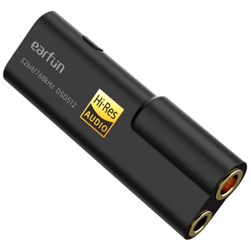 【VGP 2024金賞】EarFun UA100 USB DAC ヘッドホンアンプ/Hi-Res認証 DAC アンプ 小型/32bit/768kHz DSD 512ハイレゾ対応/3.5mm 4.4mm ケーブル着脱式/Type-C 対応超小型 DAC/アルミニウム合金材質ポータブルヘッド