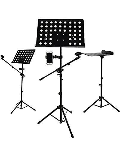 ◆商品名：LUCKY TREE多機能譜面台、折りたたみ式、ポータブル、さまざまなニーズに対応 マイクスタンド、譜面台、携帯電話生放送スタンド付き3 in 1譜面台、マイクスタンド、携帯電話スタンドの機能を備えたスリーインワン譜面台。 携帯電話でのプレイ、歌、ライブが簡単音楽学校、オーケストラ、合唱団、音楽訓練機関に適しており、バイオリン、ドラム、ギターなどのさまざまな楽器に非常に適しています。持ち運び可能で折りたたみ可能：必要に応じて高さを調整でき、持ち運びに便利なように折りたたむことができます日本語マニュアル，日本語のマニュアルを装備しているので、写真や文章を参考にして組み立てが簡単です。12ヶ月のアフターサービスです。ご不明な点がございましたら、時間内にお問い合わせください。心を込めてサービスを提供します。マイクスタンド付き多機能譜面台、譜面台、携帯電話ライブスタンドスリーインワン